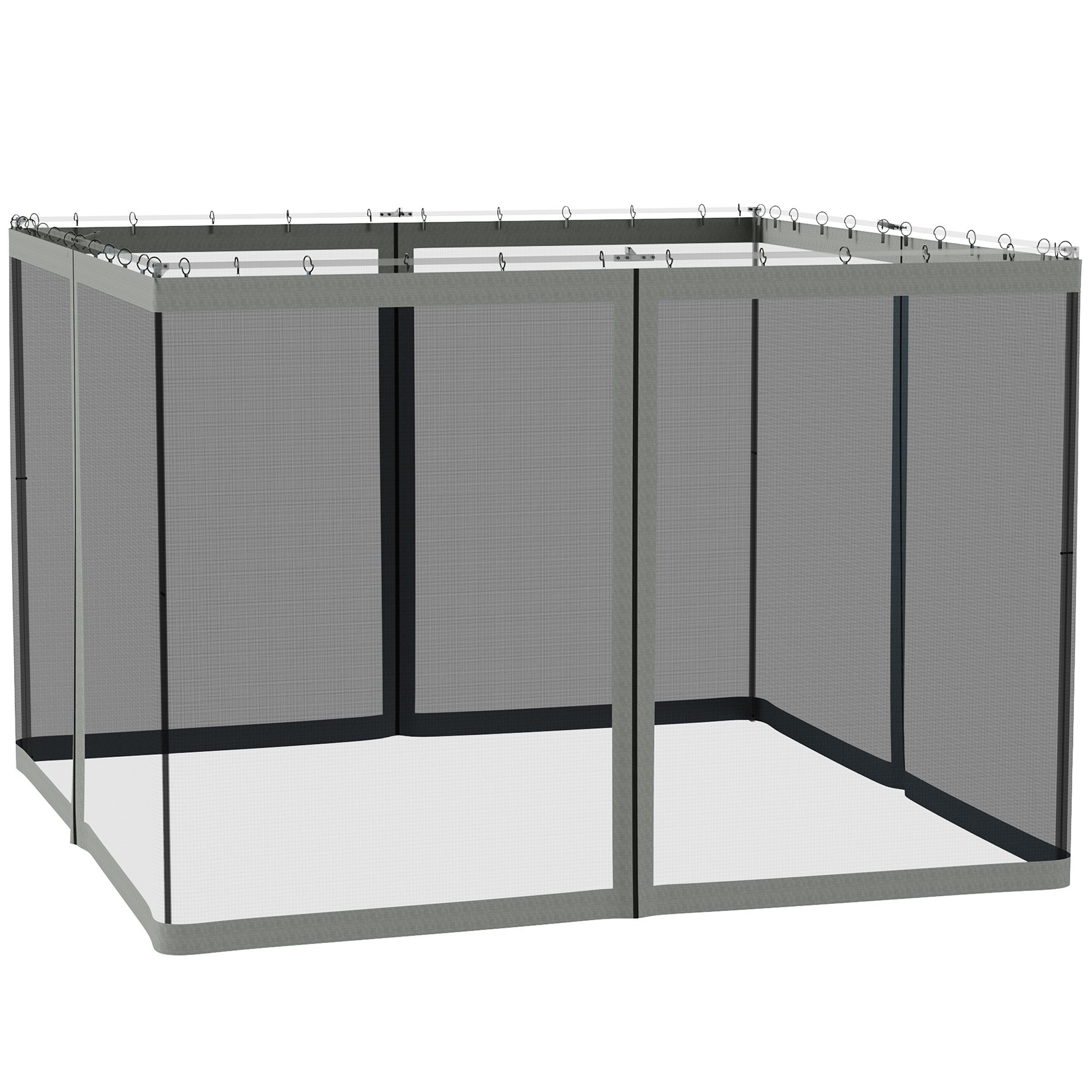 Outsunny Gazebo Mosquito Netting Replacement 10x10', Screen Walls for Canopy with Zippers, Outdoor Use, Black 