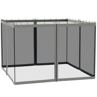 Outsunny Gazebo Mosquito Netting Replacement 10x10', Screen Walls for Canopy with Zippers, Outdoor Use, Black 