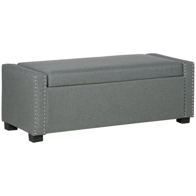 HOMCOM Fabric Flip-Top Bench: Upholstered Storage Ottoman for Versatile Use, Light Grey 