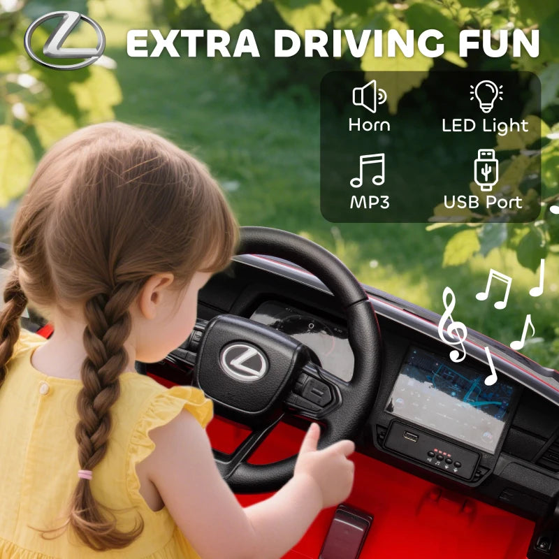 Qaba 12V Ride On Car, Licensed Lexus GX550, 2-Seater Kids Electric Vehicle with Remote Control and Suspension System, Red