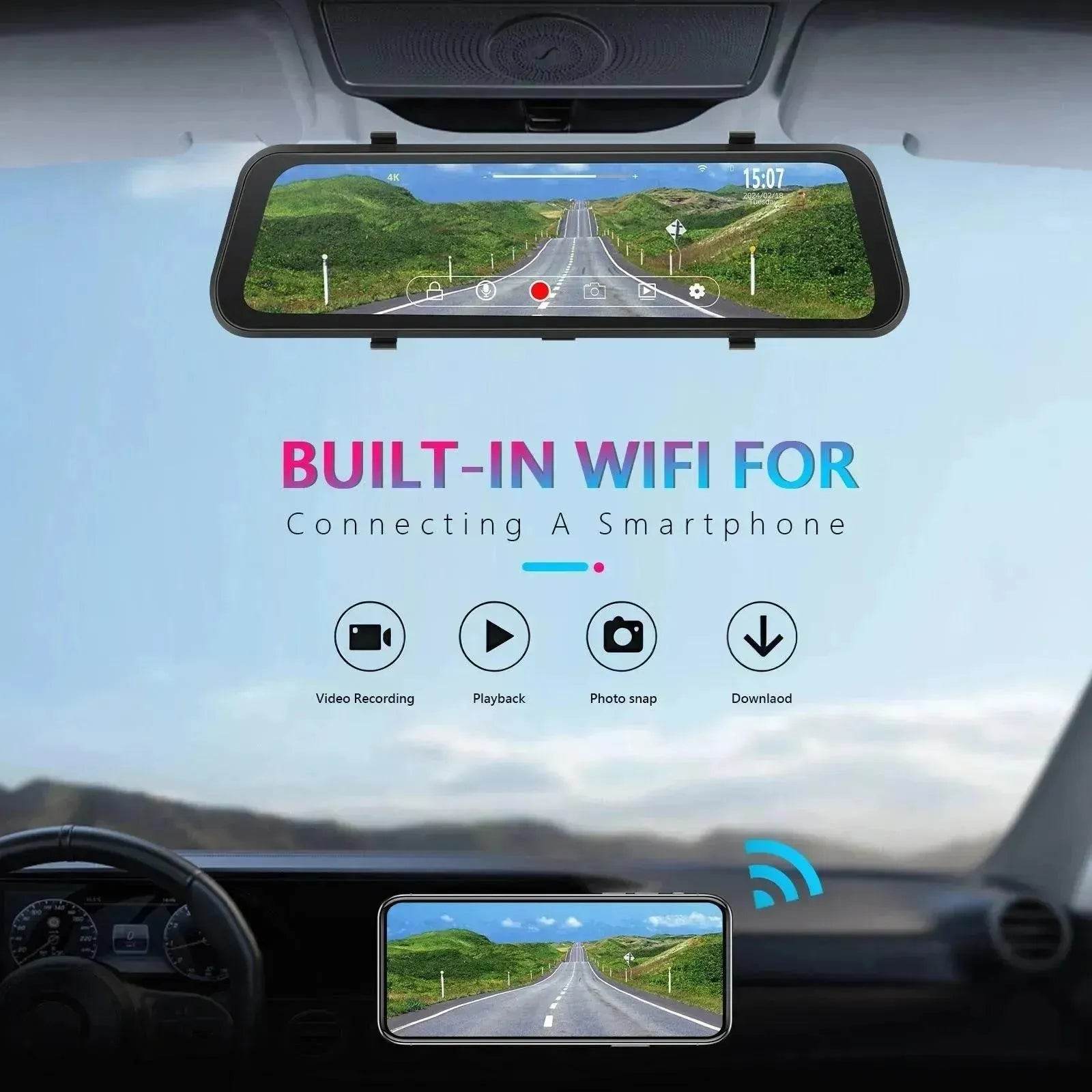 Smart Streaming Media Touch HD Built-in Front  HD Resolution Rear Mirror  LCD Screen Camera 