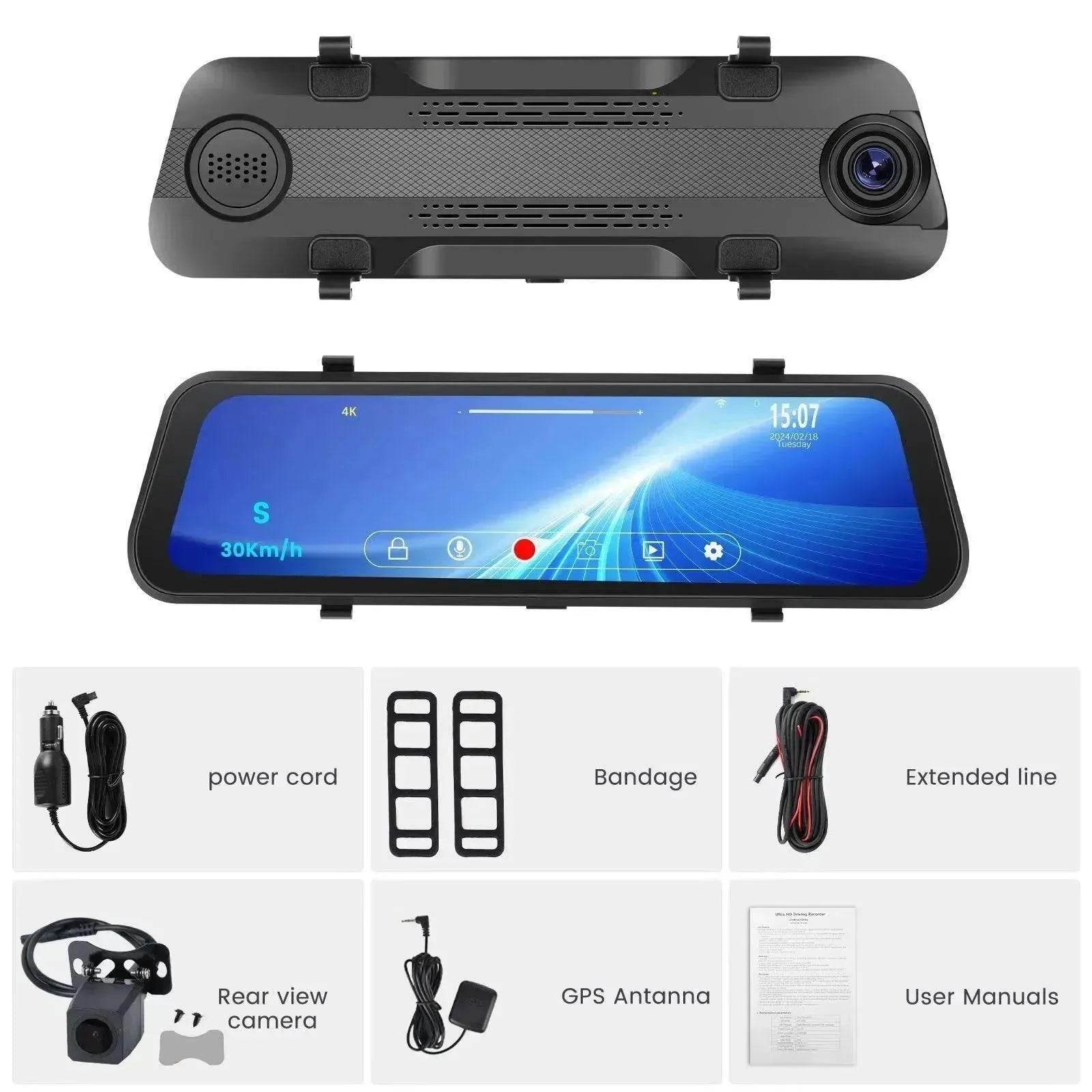 Smart Streaming Media Touch HD Built-in Front  HD Resolution Rear Mirror  LCD Screen Camera 