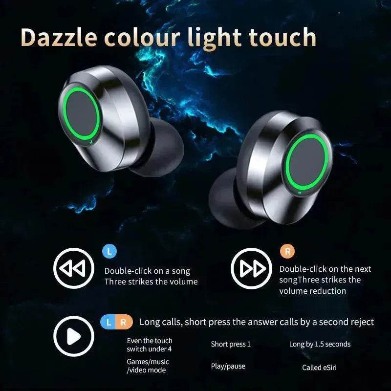 Smart YD03 Wireless Bluetooth Headphone TWS Large Screen Smart Digital Display Noise Cancellation Earpod In-Ear Earbuds Fingerprint Touch Headphone 
