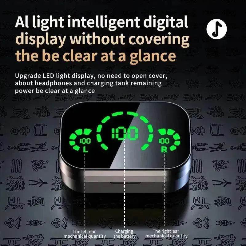 Smart YD03 Wireless Bluetooth Headphone TWS Large Screen Smart Digital Display Noise Cancellation Earpod In-Ear Earbuds Fingerprint Touch Headphone 