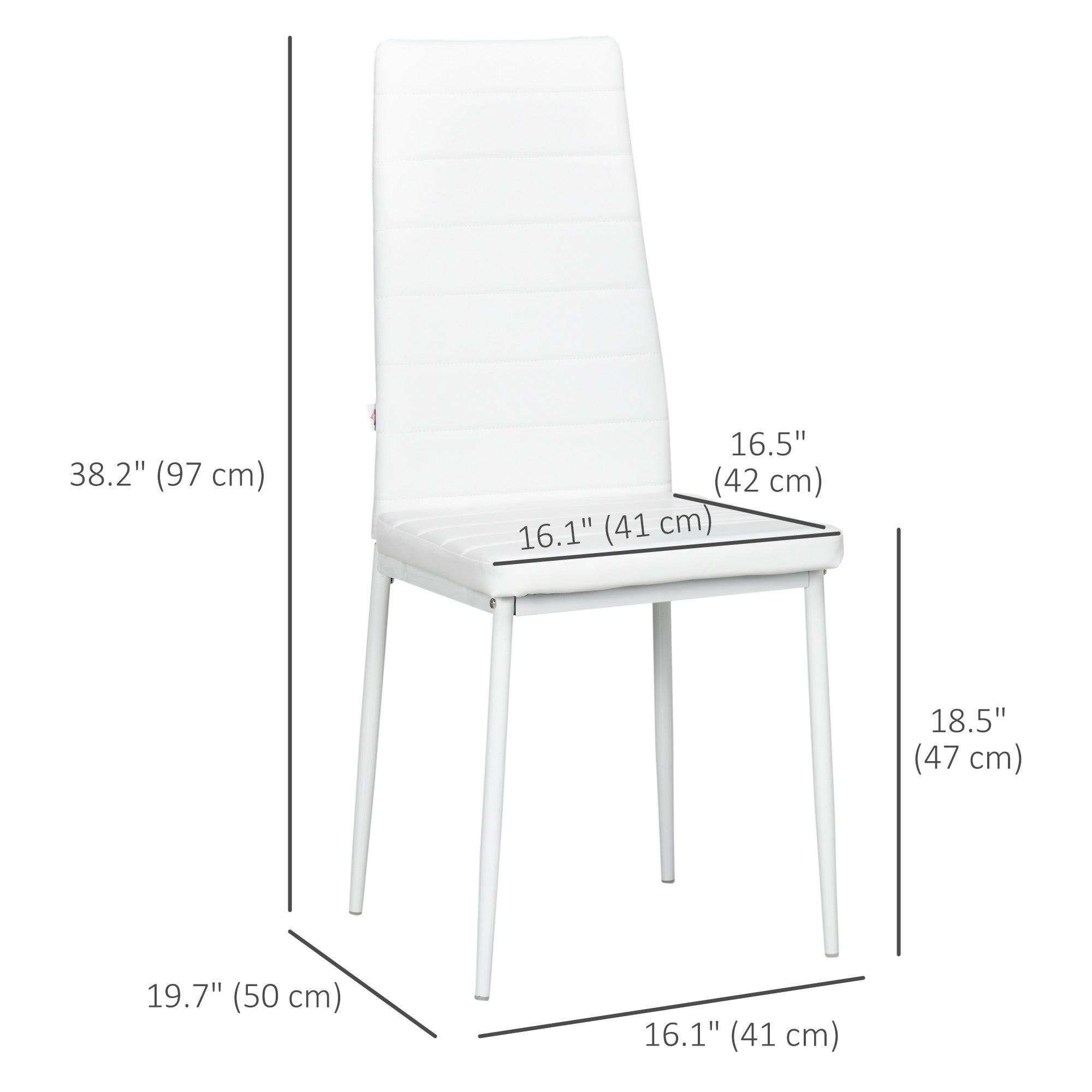 HOMCOM Elegant Dining Chair Set: High-Back PU Leather Upholstery, Metal Legs, Set of 6, White 