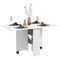 HOMCOM Foldable Drop Leaf Side Table Console Writing Desk with Storage Shelves 2 Wheels for Kitchen White Finish