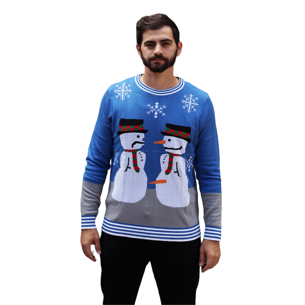 Snowman Nose Thief Blue Christmas Sweater 