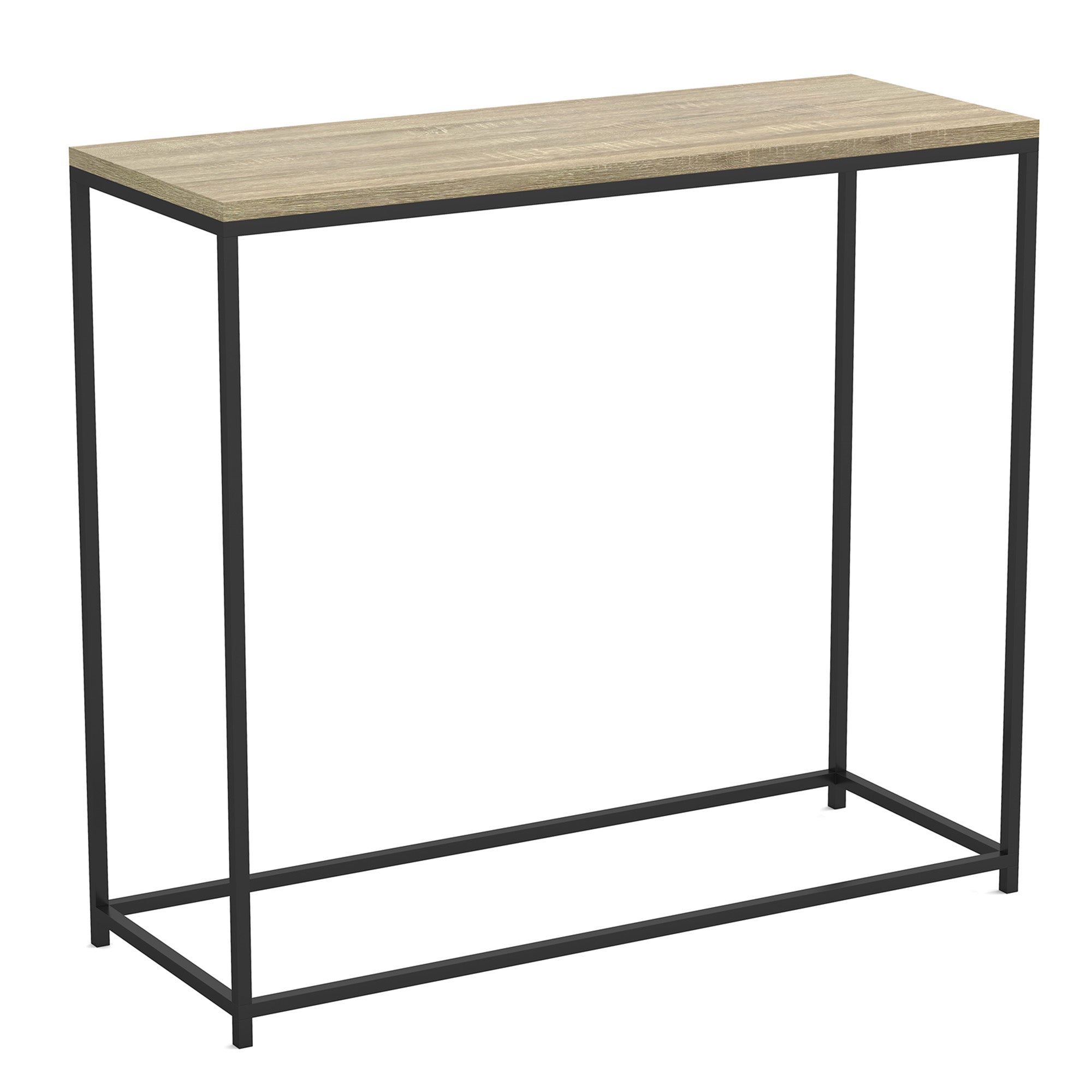 Sophisticated 32" Console Table with Dark Taupe Top and Black Metal Frame 
