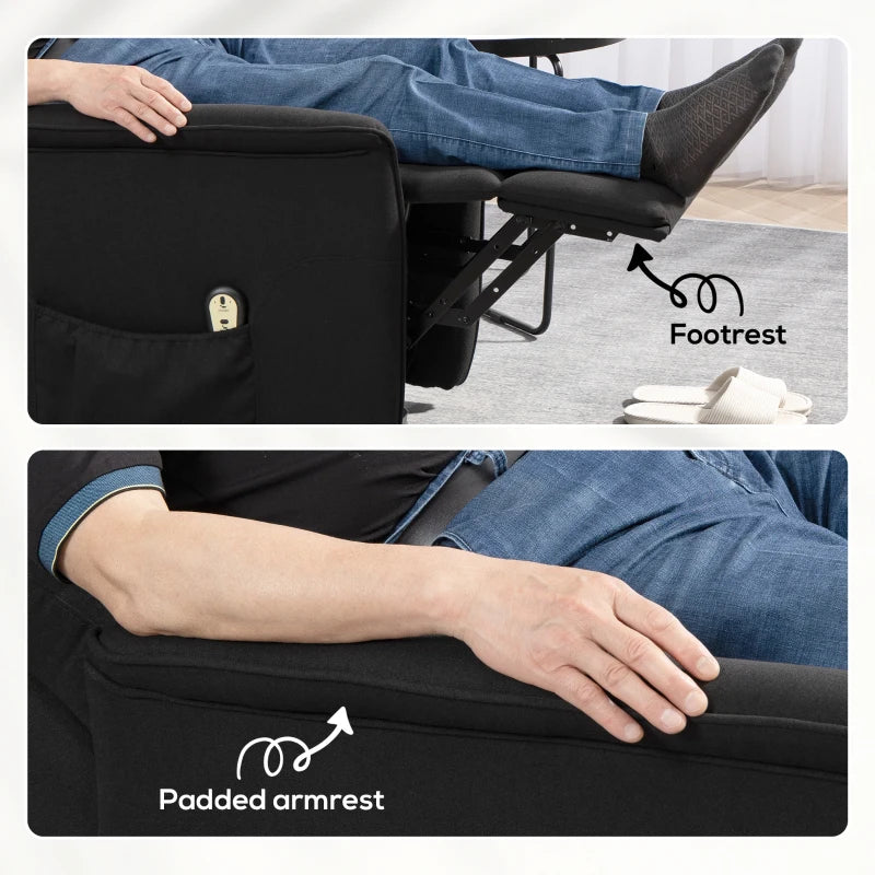 Lift Chair for Elderly, Power Chair Recliner with Remote Control, Side Pockets for Living Room, Black
