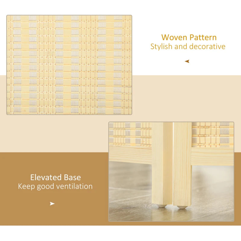 Woven Bamboo Room Divider, 3 Panel Folding Indoor Privacy Screens for Home Office, Natural Wood