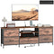 TV Stand for TVs up to 65 Inch, Industrial TV Console with Charging Station, 5 Drawers and Open Shelves, Rustic Brown