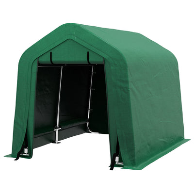 Outsunny 8x6 Carport with Roll-up Door Green Outdoor Carport Tent with Steel Frame for Motorcycle & Car 