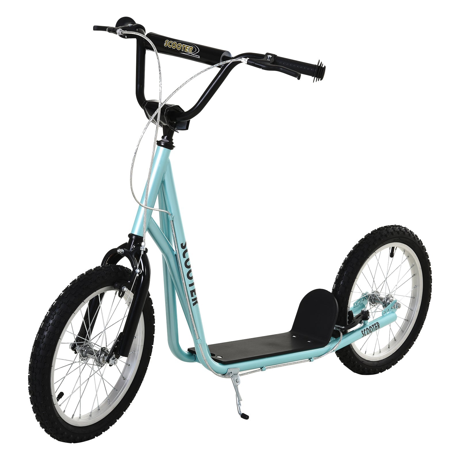 Qaba Adjustable Kids Kick Scooter: Handlebar, Dual Brakes, Inflatable Wheels, Blue 