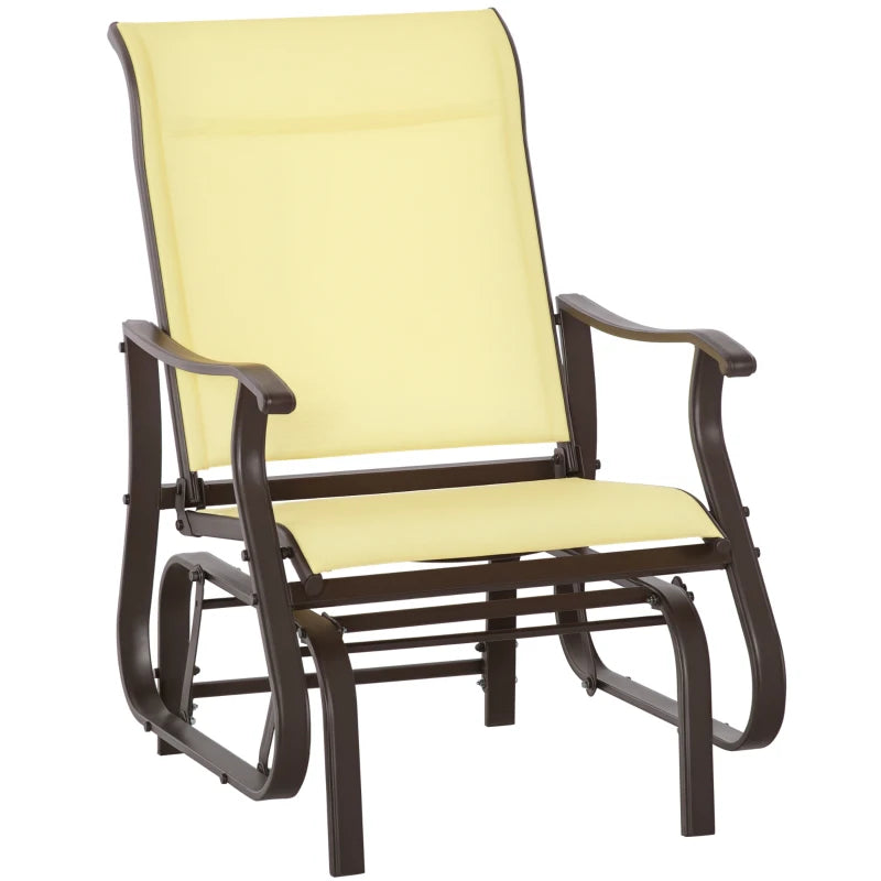 Outdoor Glider Chair, Patio Glider with Steel Frame and Mesh Fabric, Outdoor Chair for Backyard, Garden, Porch, Beige