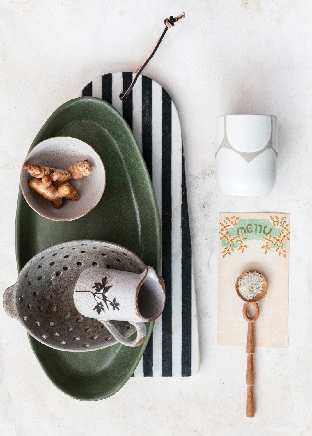 Stripes & Leather Marble Cutting Board 