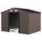 9.1'x6.4'x6.3' Garden Storage Shed w/ Foundation Kit Metal Tool Storage House w/ Double Doors Brown