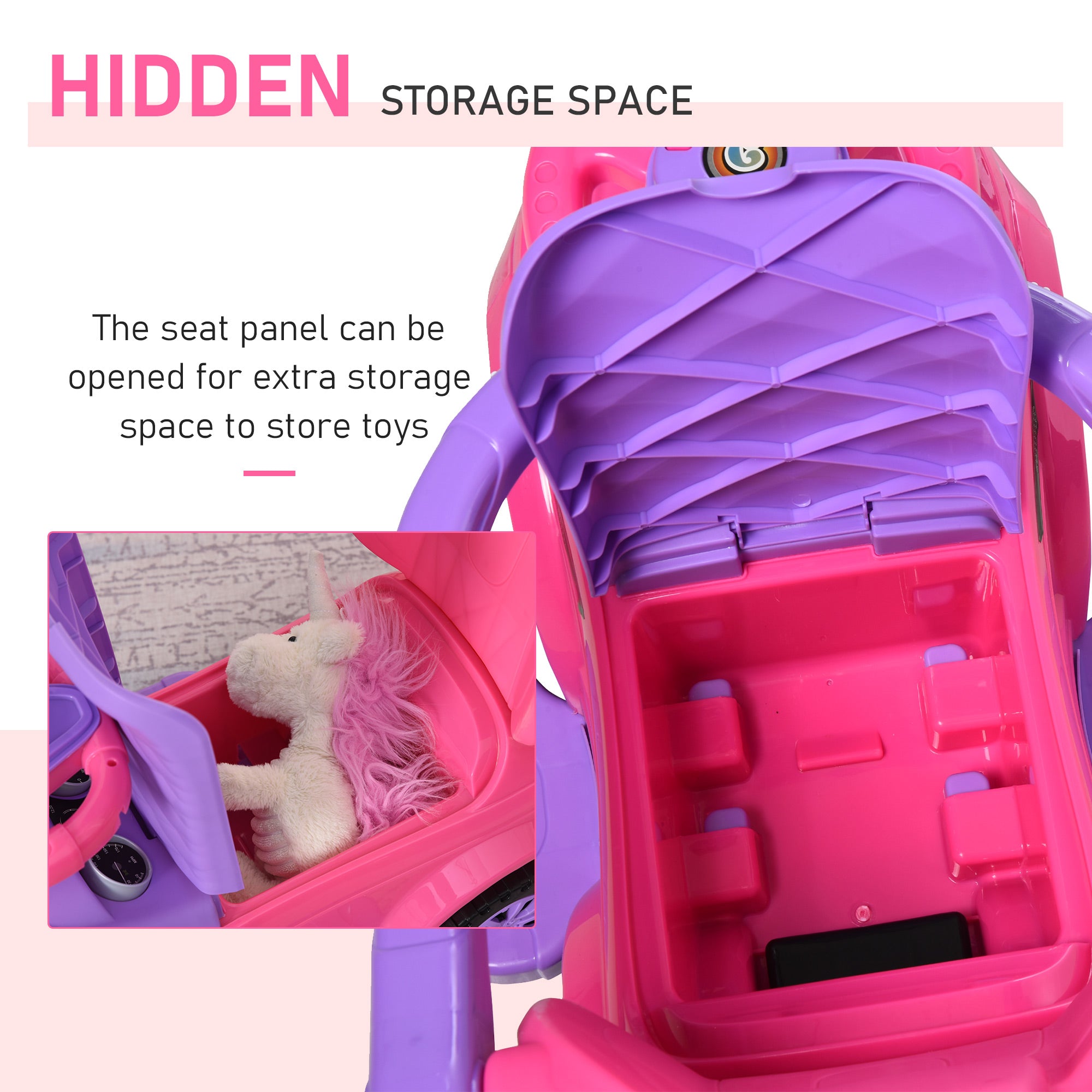 Aosom 3 In 1 Kid Ride on Push Car Stroller Sliding Walking Car with Horn Music Light Function Secure Bar for 1-3 Years Old Pink 