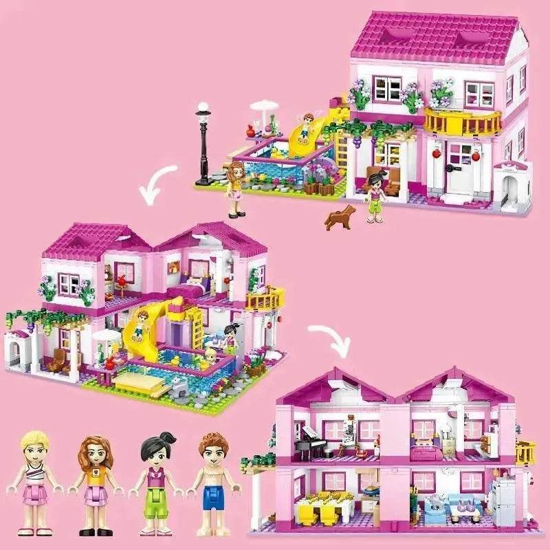 Summer Villa Play House Children's Educational Building Blocks Toys 
