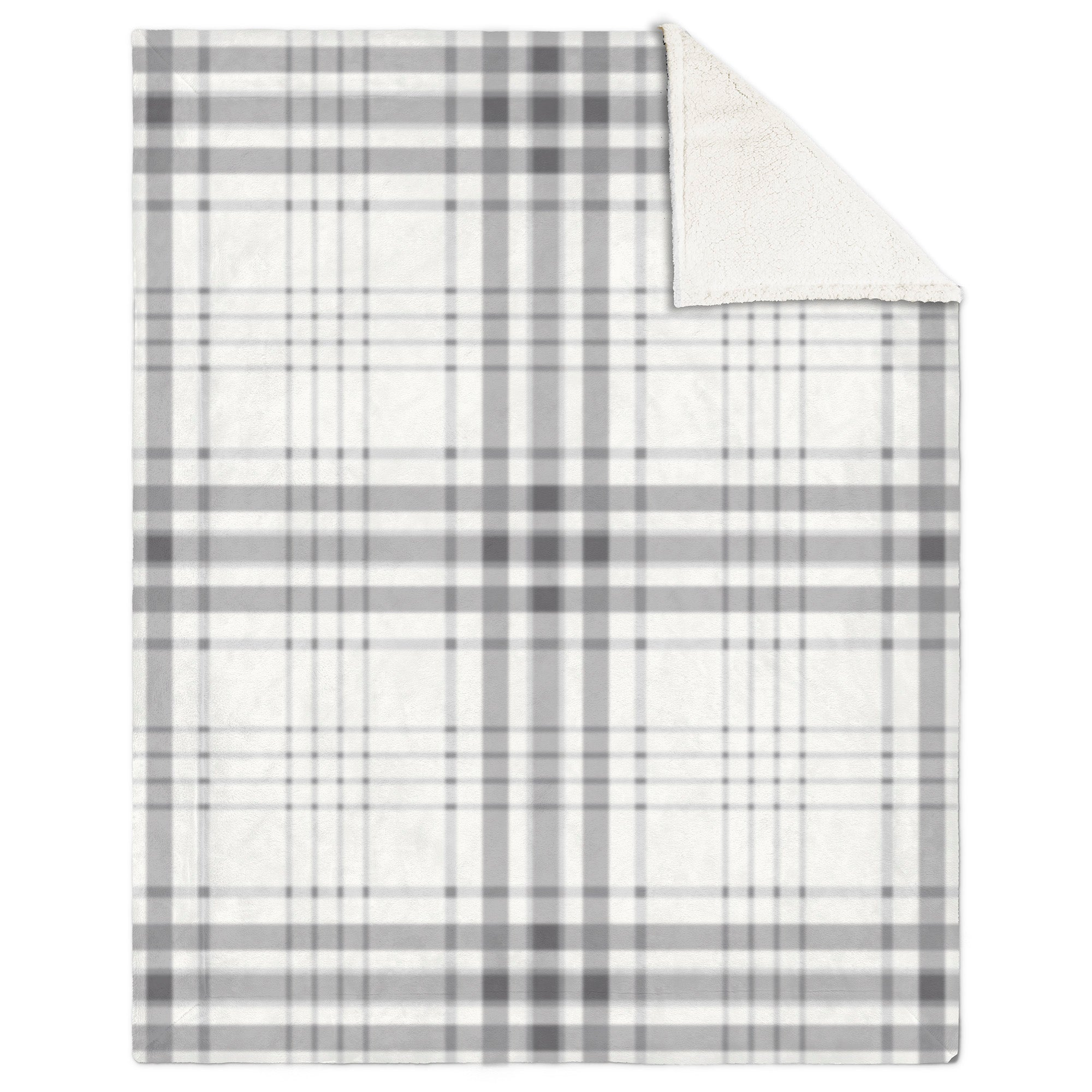 Super Soft Faux Fur Sherpa Blanket Throw Home Decor Bedding 48X60 Grey Plaid 