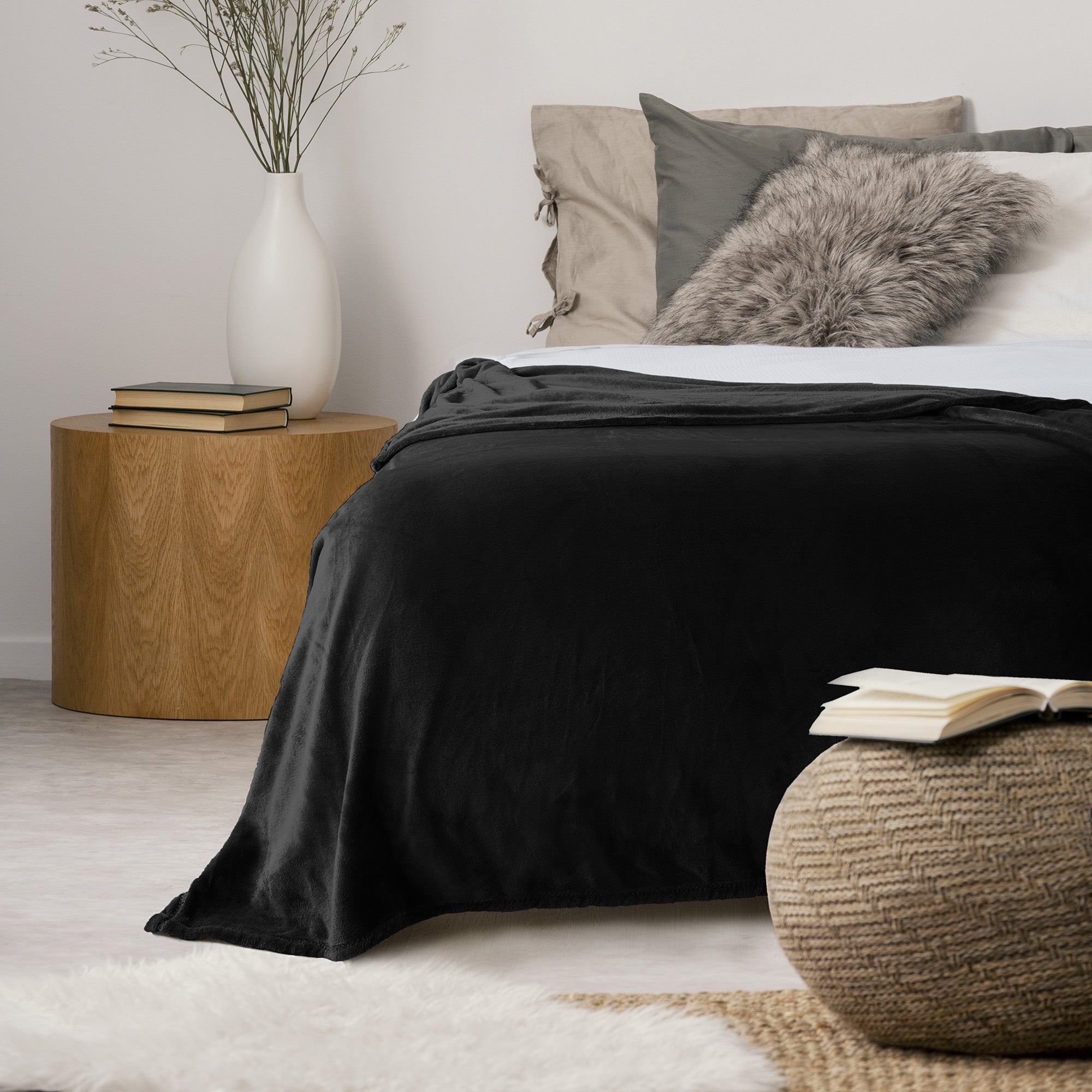 Super Soft Flannel Blanket Throw Home Decor Bedding 60X80 Black 