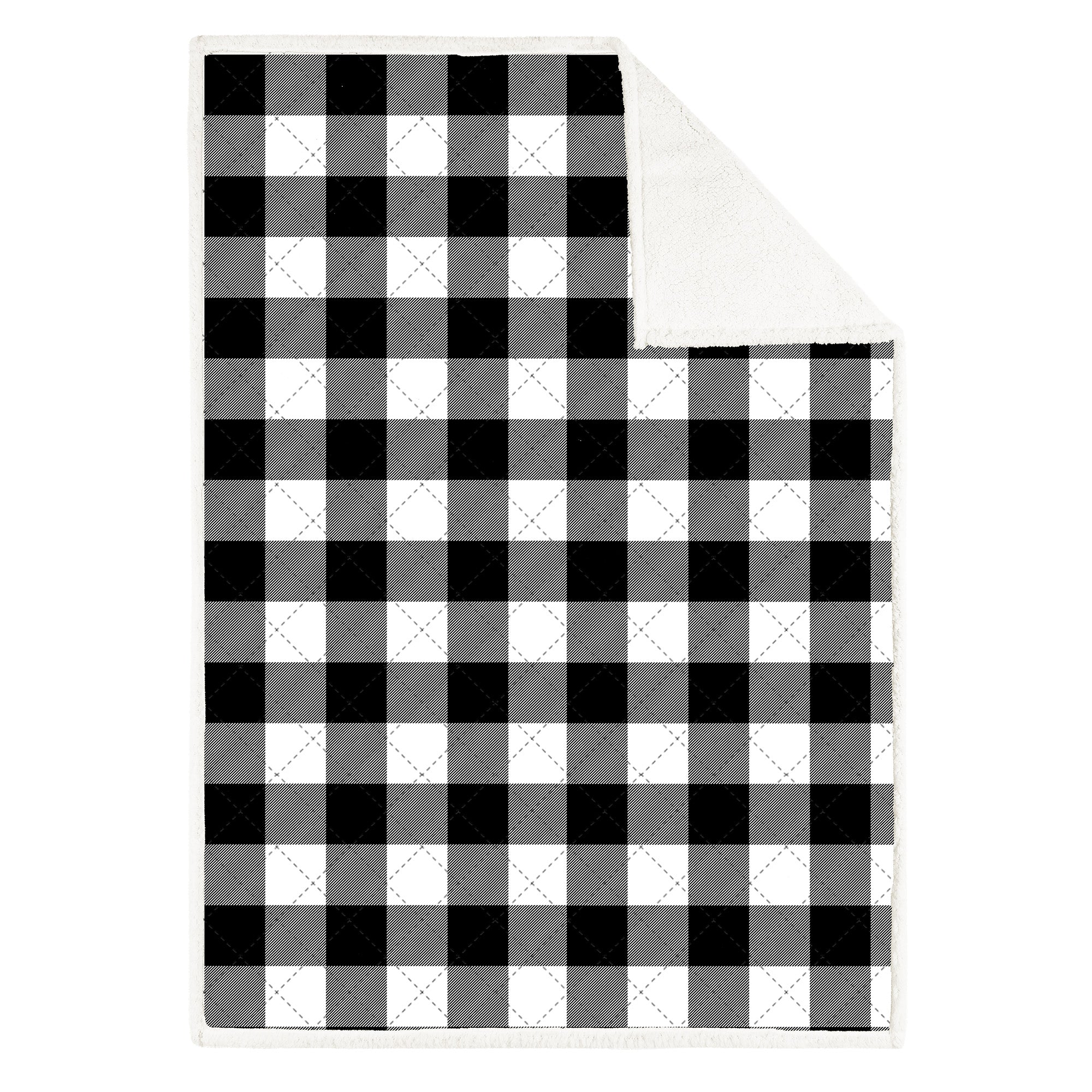 Super Soft Oversized Quilted Blanket Throw Home Decor Bedding 50X70 Black Buffalo Plaid 
