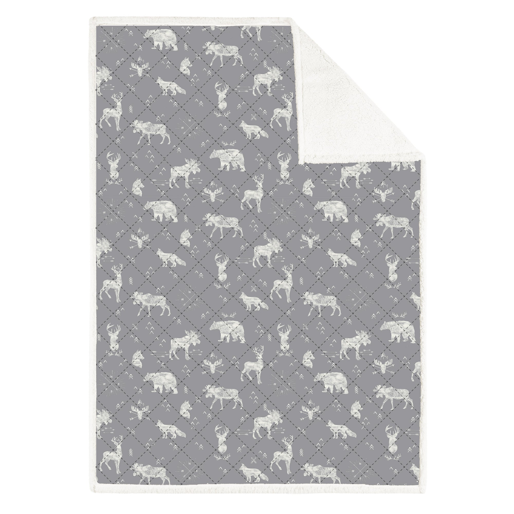 Super Soft Oversized Quilted Blanket Throw Home Decor Bedding 50X70 Grey Wildlife 