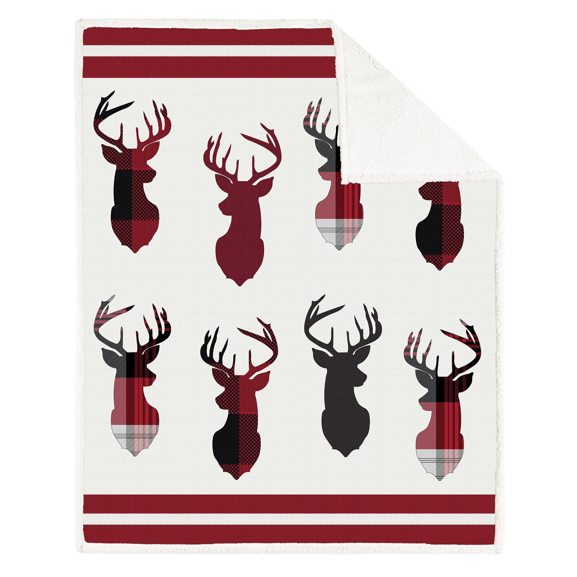 Super Soft Printed Blanket Throw Sherpa Home Decor Bedding 48X60 Knit Deer Shield 