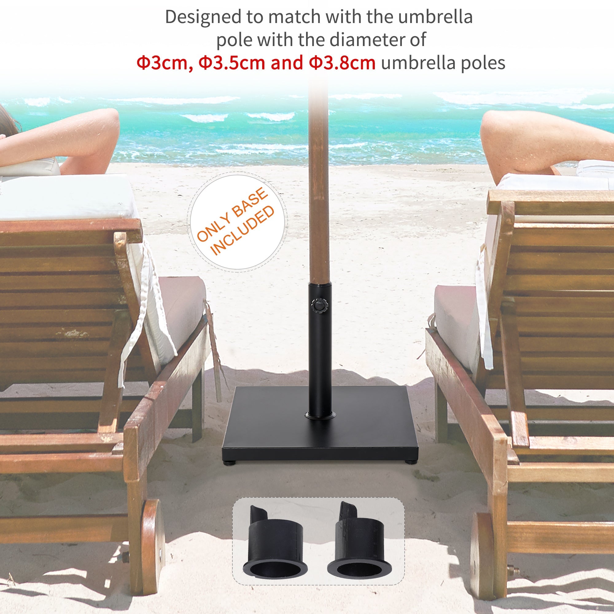 Outsunny Steel Parasol Base: Φ30/35/38MM 40lbs Adjustable Knob Umbrella Stand for Outdoor Patio Garden, Black 