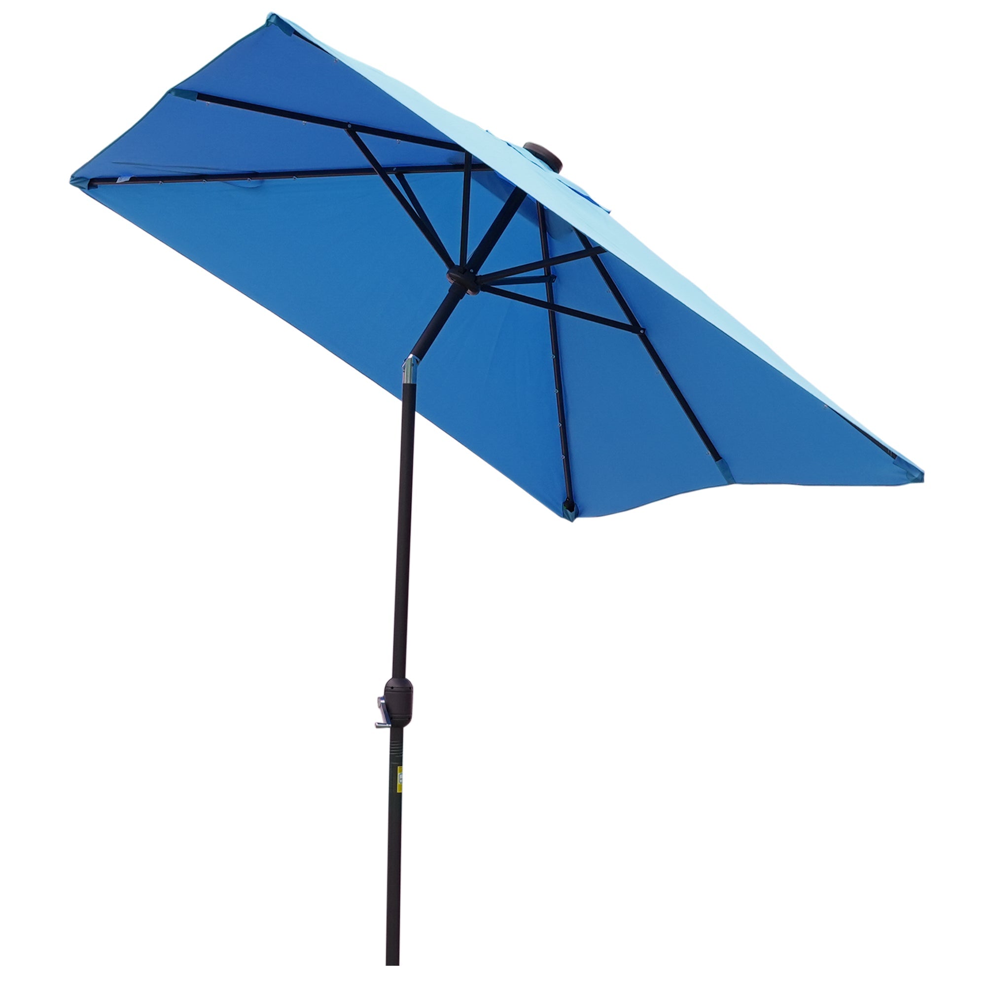 Outsunny 9.7x6.2ft Solar LED Patio Umbrella: Rectangular Outdoor Shade with Tilt Feature & Crank, Light Blue 