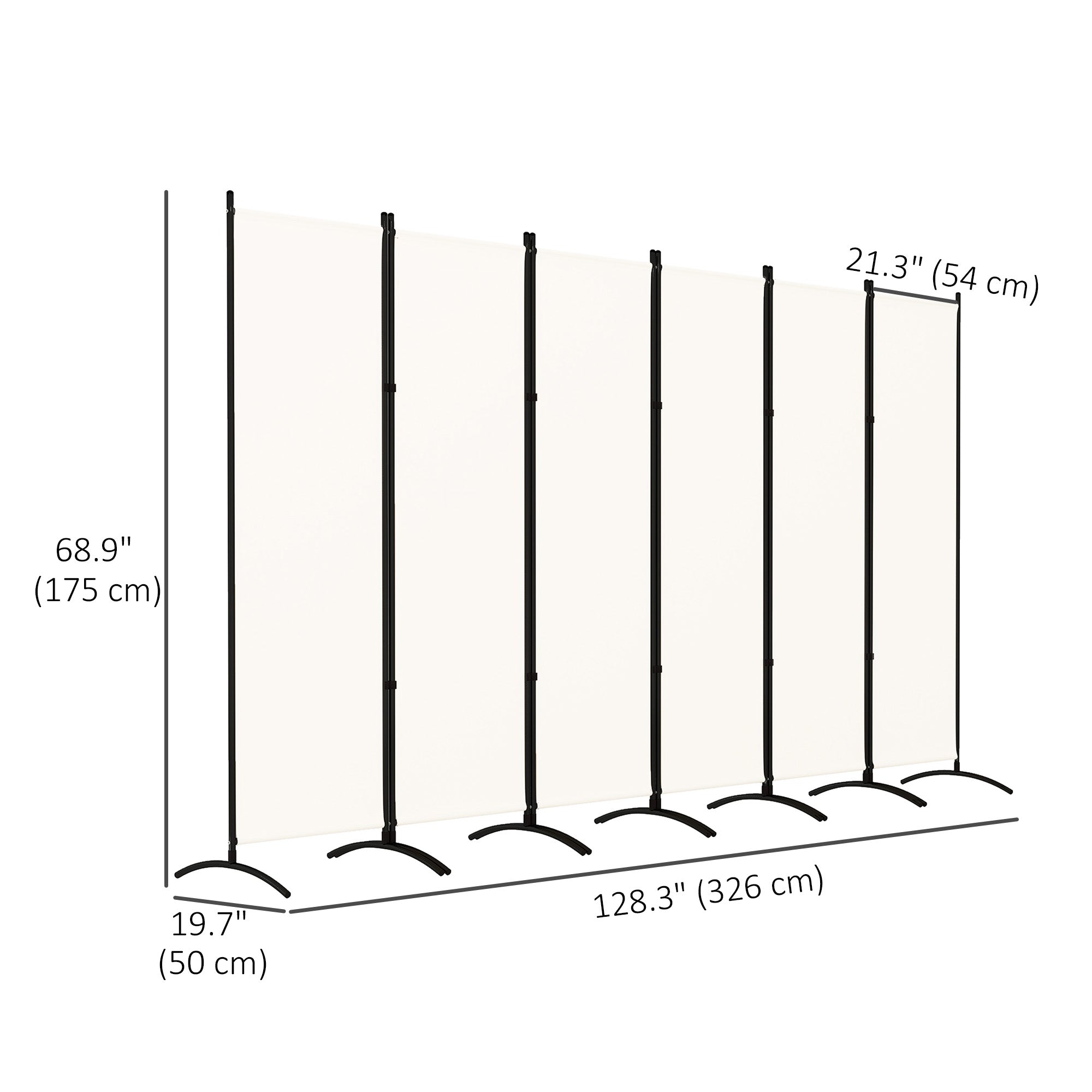 Outsunny 6 Panel Folding Room Divider, UV30+ Privacy Screen, Indoor Outdoor Privacy Panel with Stable Base, Beige 