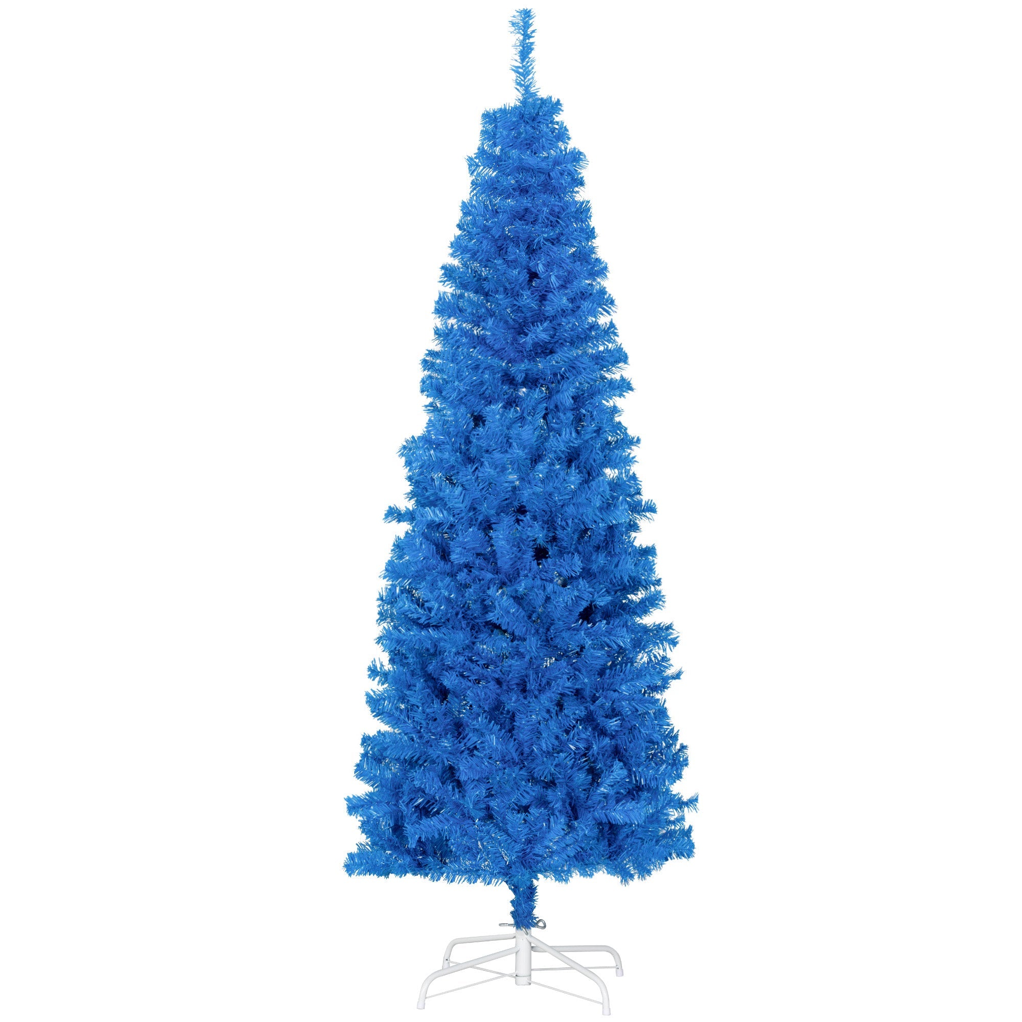 HOMCOM 6FT Pencil Christmas Tree, Artificial Christmas Tree with Automatic Open for Home Party, Blue 