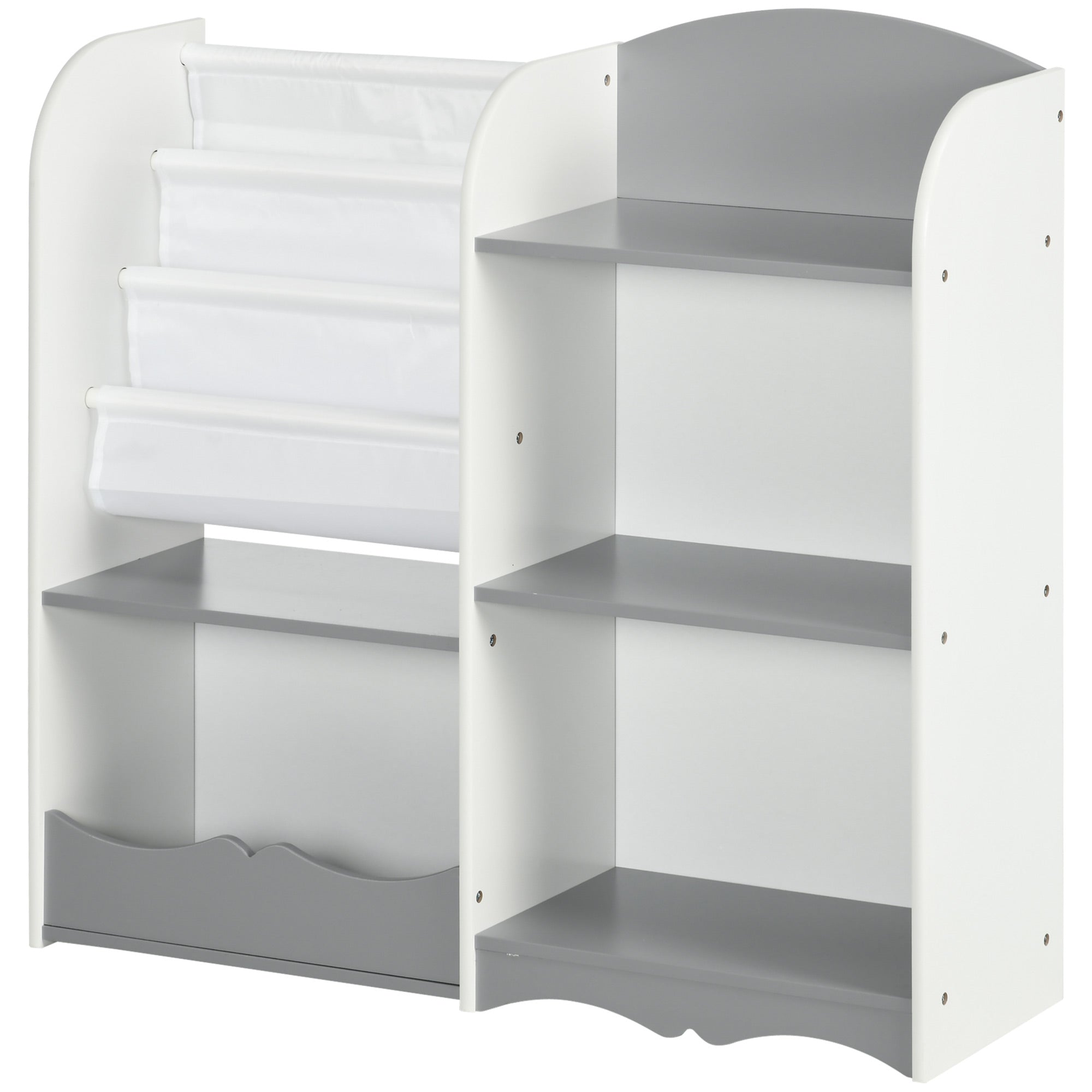 Qaba Kids Toy Storage Organizer Shelf Children Bookshelf for Bedroom Playroom Nursery Grey 
