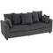Corduroy Couch with 6 Back Cushions, 2 Pillows and Curved Armrests, Modern 3 Seater Sofa, Dark Grey