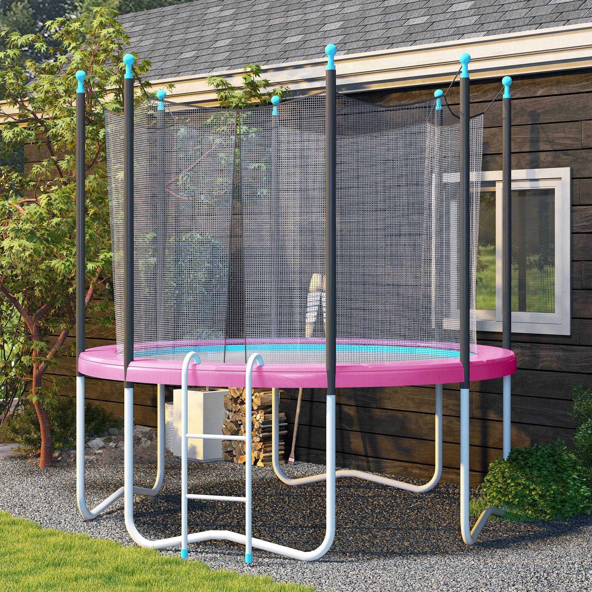 Soozier Trampoline Safety Upgrade: 12FT Edge Protection Spring Cover Pad, Waterproof Tear-Resistant, No Pole Holes, Pink 