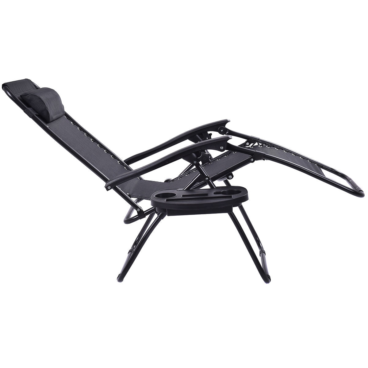 2 Pieces Folding Lounge Chair with Zero Gravity - Black