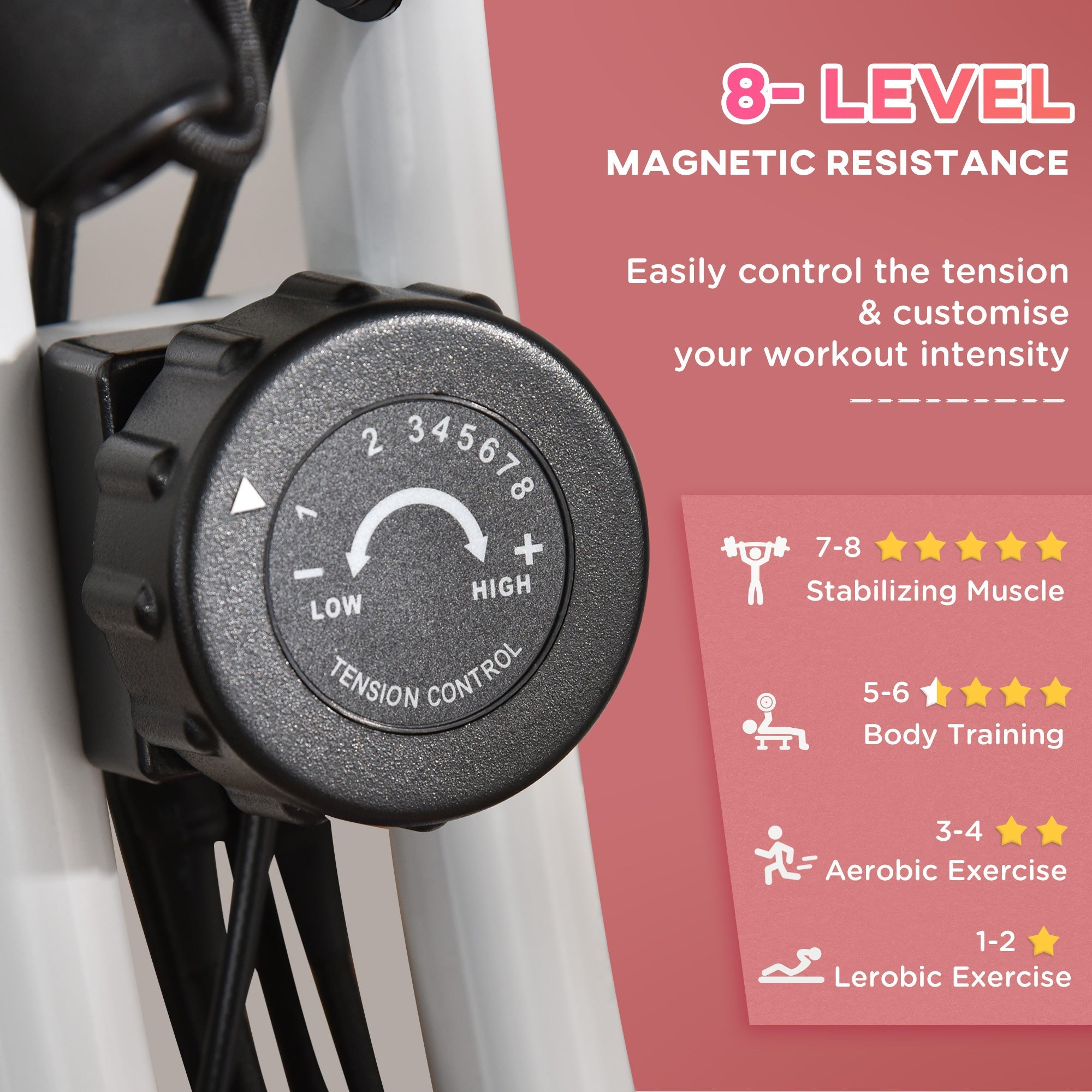 Soozier 2 in 1 Upright Stationary Exercise Bike Foldable Magnetic Recumbent Cycling with Arm Resistance Bands Pink 