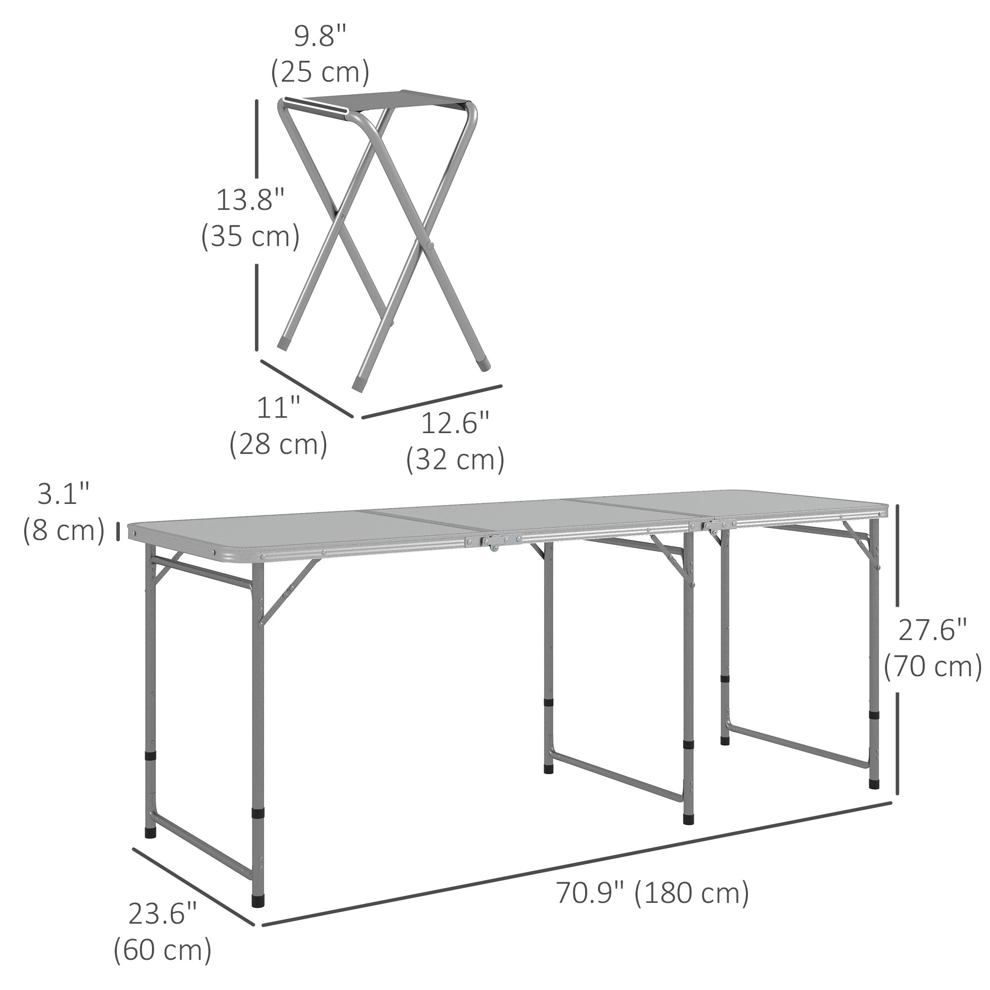 Outsunny 6-Person Folding Picnic Table Set: Portable Camping Table and Chairs with Aluminum Frame, Ideal for Outdoor - Grey 