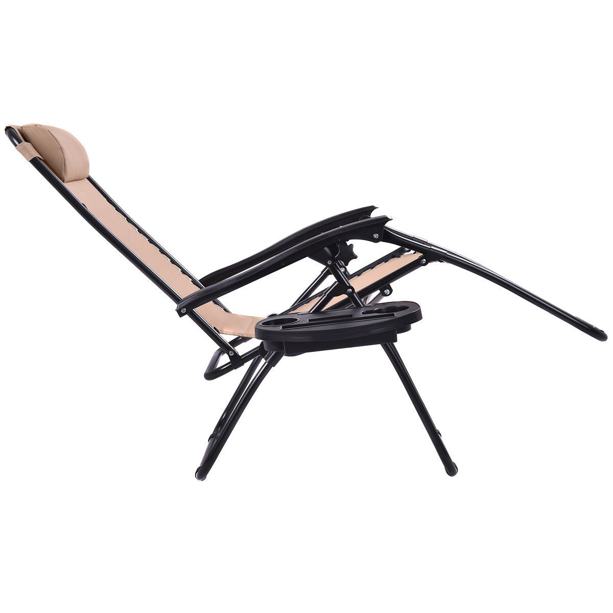 2 Pieces Folding Lounge Chair with Zero Gravity - BeigeÂ 