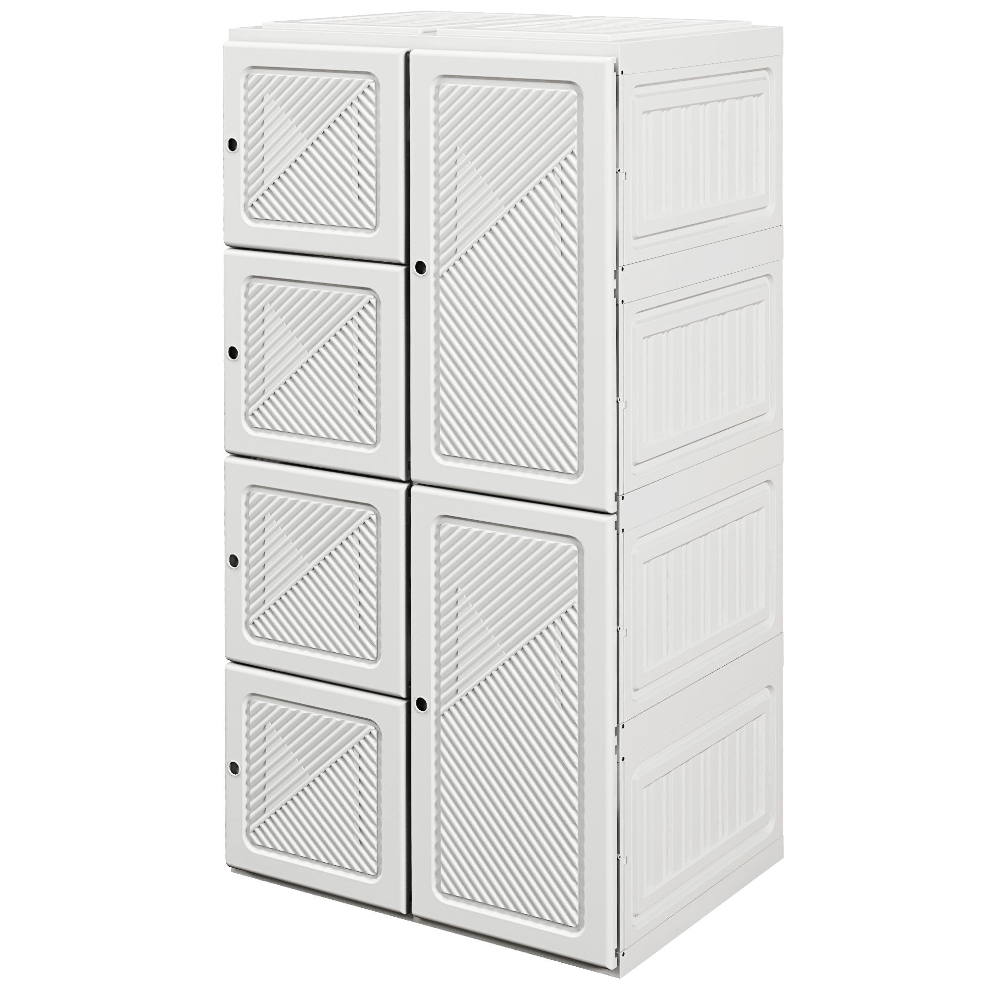 HOMCOM Portable Wardrobe, Foldable Clothes Storage Organzier with 8 Compartments, Magnet Doors, White 