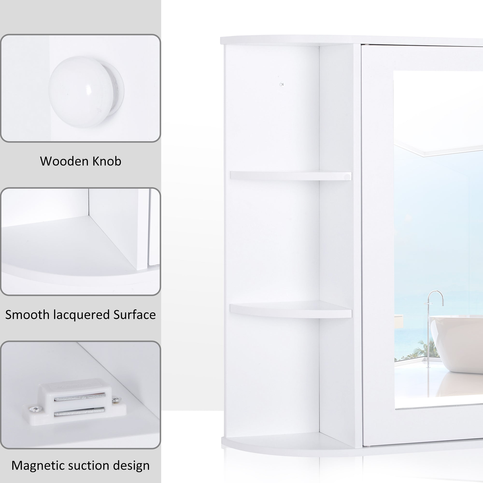 HOMCOM White Over Toilet Cabinet: Wall Mounted Bathroom Storage with Mirrored Door for Medicine & Accessories 