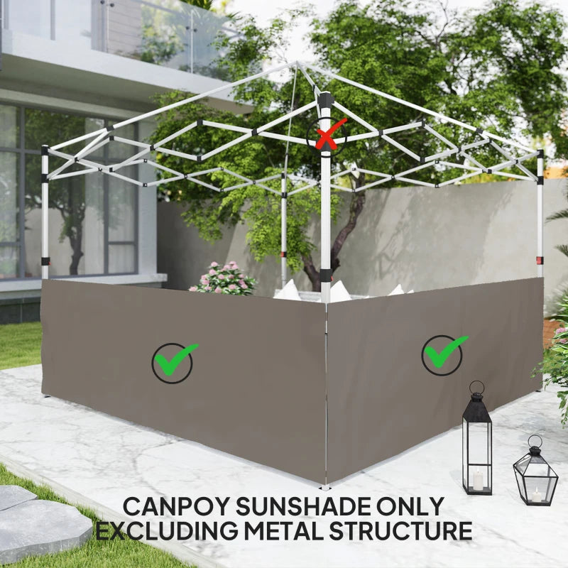 Canopy Sidewalls for 10' x 10' or 10' x 20' Pop up Canopy, 2 PCS Canopy Half Walls Only, Grey