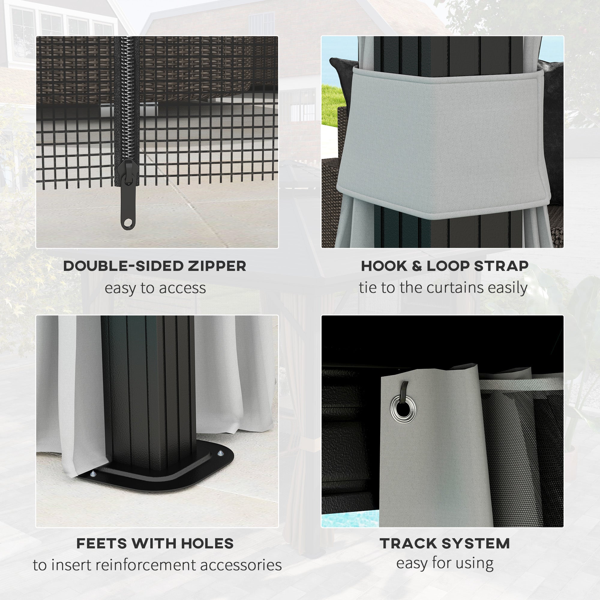 Outsunny 10' x 10' Hardtop Gazebo, Sun Shelter with Double Tier Metal Roof, Mosquito Netting, and Hanging Hook, Light Grey 