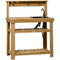 Outsunny Outdoor Potting Bench Table with Faucet, Removable Sink, Hooks and Storage Shelves, Wood Work Bench Workstation