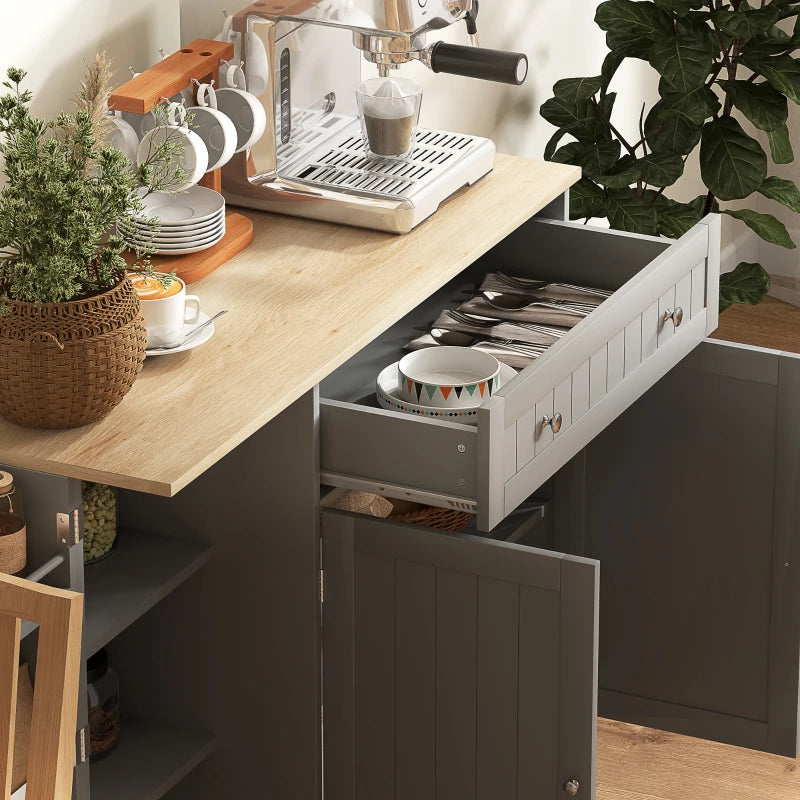 Modern Sideboard Cabinet, 41" Kitchen Buffet Cabinet with Drawer, Adjustable Shelf, 3 Doors for Dining Room, Grey