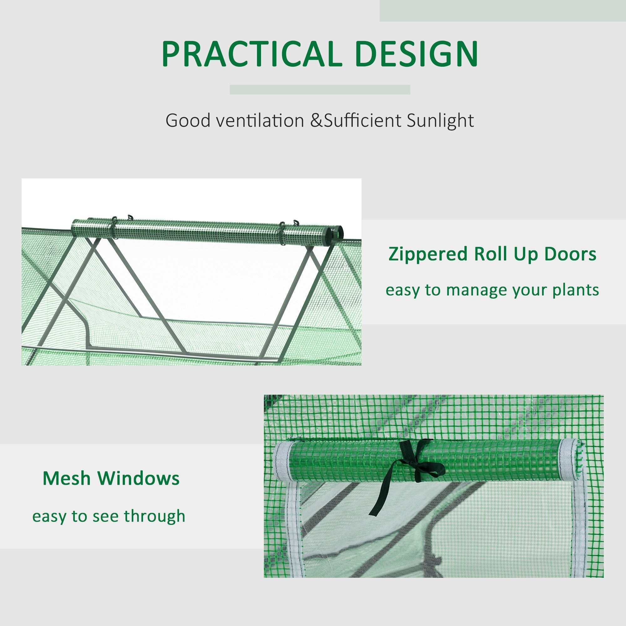 Outsunny Mini Portable Grow Chamber: 71" x 55" x 32" Hot House for Plants with 2 Large Windows Ground Nails, Outdoor Indoor 