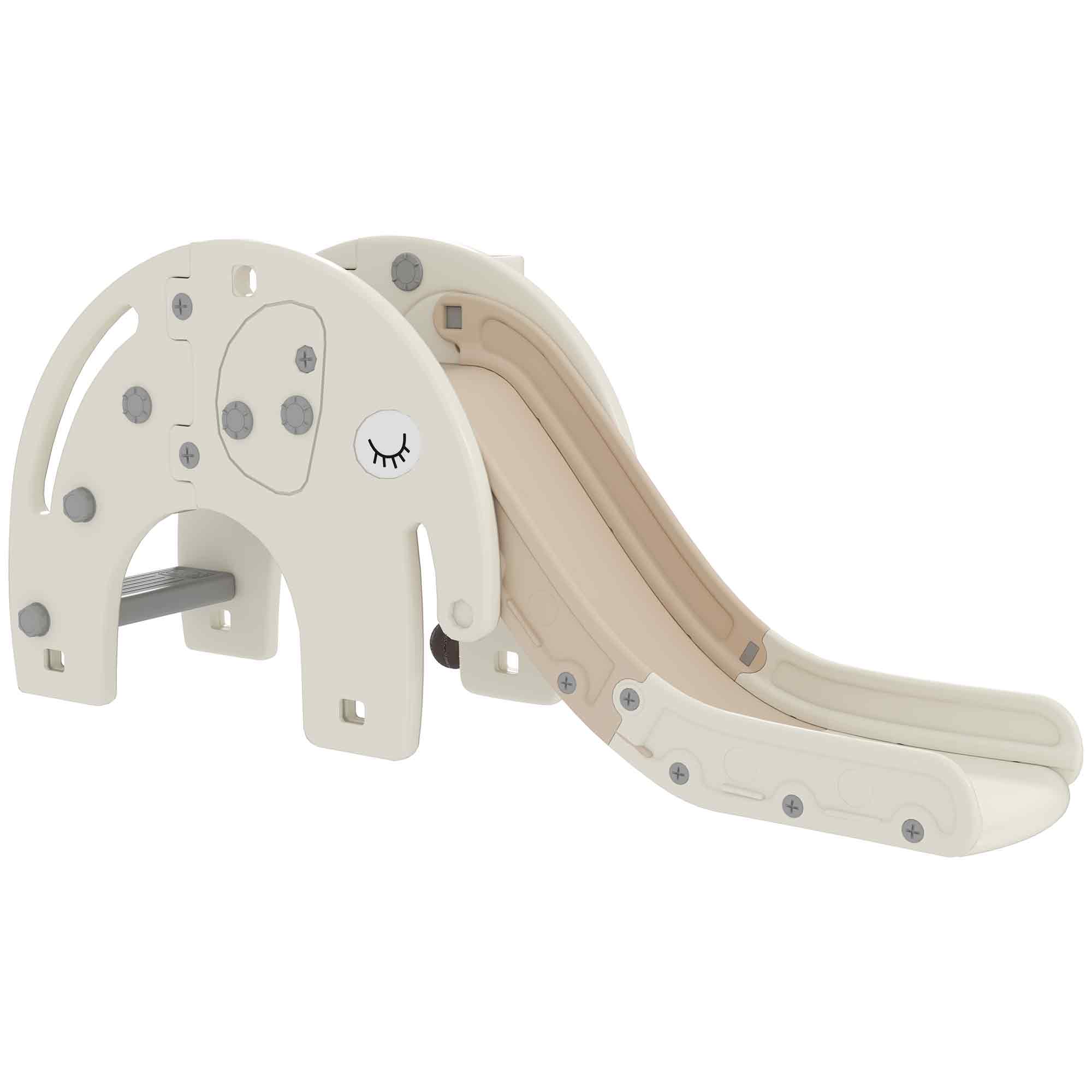 Qaba 3 in 1 Toddler Slide with Basketball Hoop, Climber, for 1-3 Years Old, Elephant-themed 