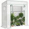 Walk-in Tomato Greenhouse Lean-to Green House with Reinforced PE Cover, Roll-up Door, Mesh Windows, White