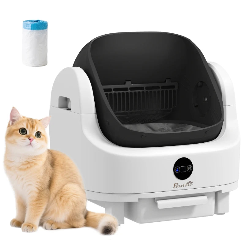 Open-Top Self Cleaning Cat Litter Box, Automatic Cat Litter Box with Integrated Safety Protection