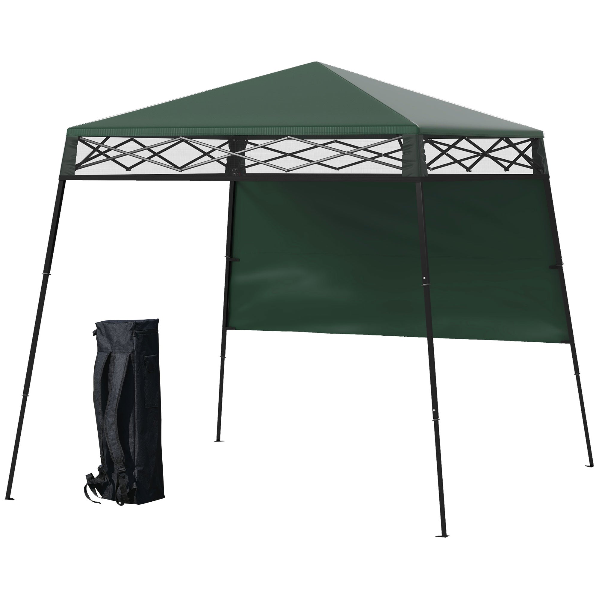 Outsunny 7' x 7' Pop Up Canopy Gazebo Tent with Backpack & Adjustable Legs, Green 