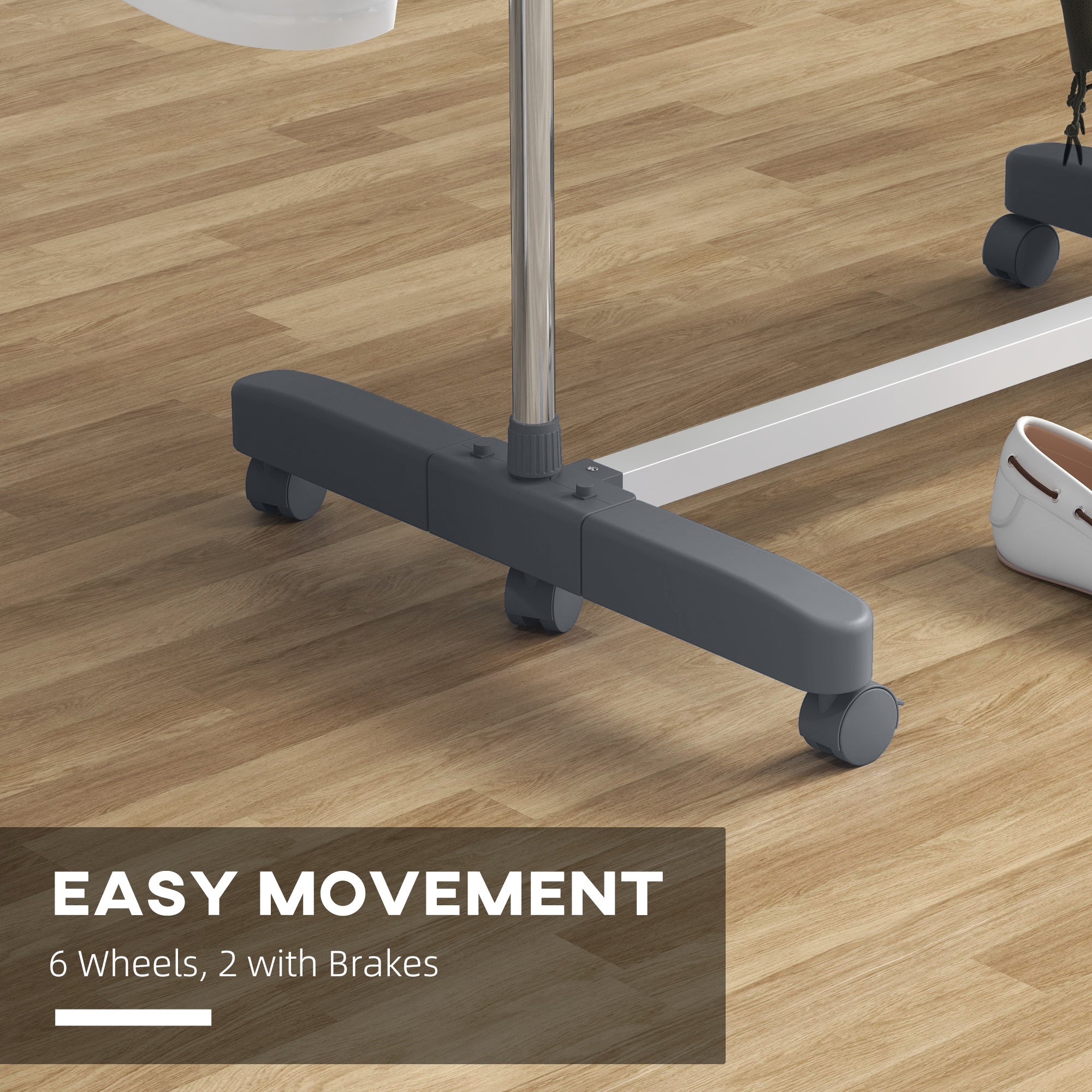 HOMCOM Laundry Rack Drying 4-Tier Stainless Steel Foldable Clothes Airer with Side Wings 6 Castors Grey 